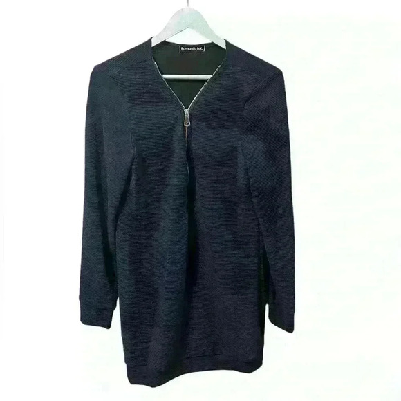 Romantic Hut Navy Longline Zipper Sweater XXL - Picture 1 of 4